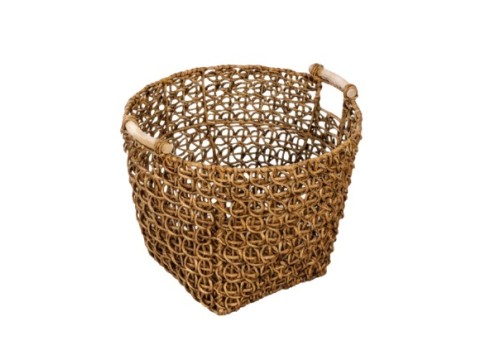 Pro PE Resin Loop-Weaving Basket with Wooden Handles